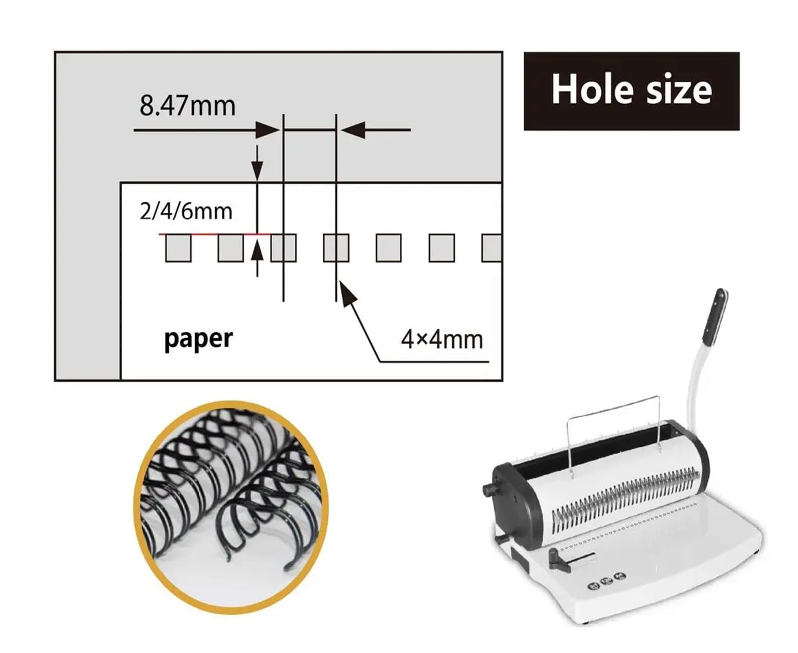 SG-T619 3:1 34 Holes Manual Wire Paper Binding Machine Exercise Book Wire Manual Binding Machine ,Easy to Operate