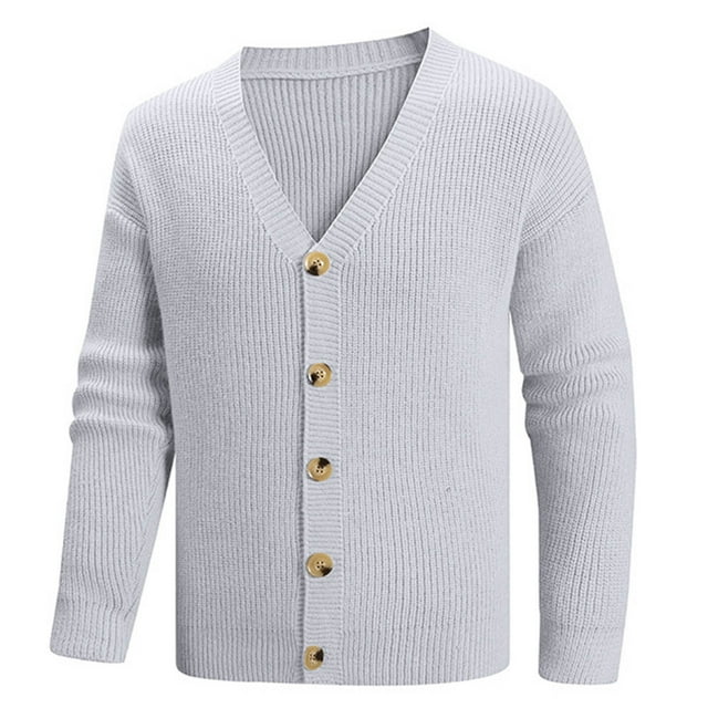 Men's Casual V-neck Button Cardigan Sweater - Perfect for Layering
