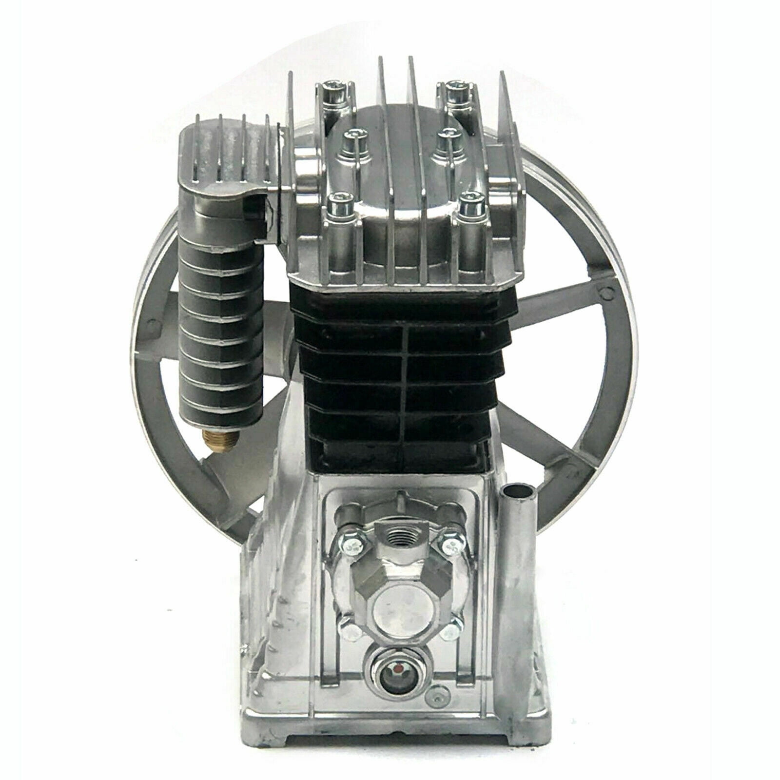 2HP  175L/Min Air Compressor Pump, 1.5KW Piston Twin Cylinder Air Compressor Head Pump Aluminum Oil Lubricated Pump With Silencer, Breathing Nozzle