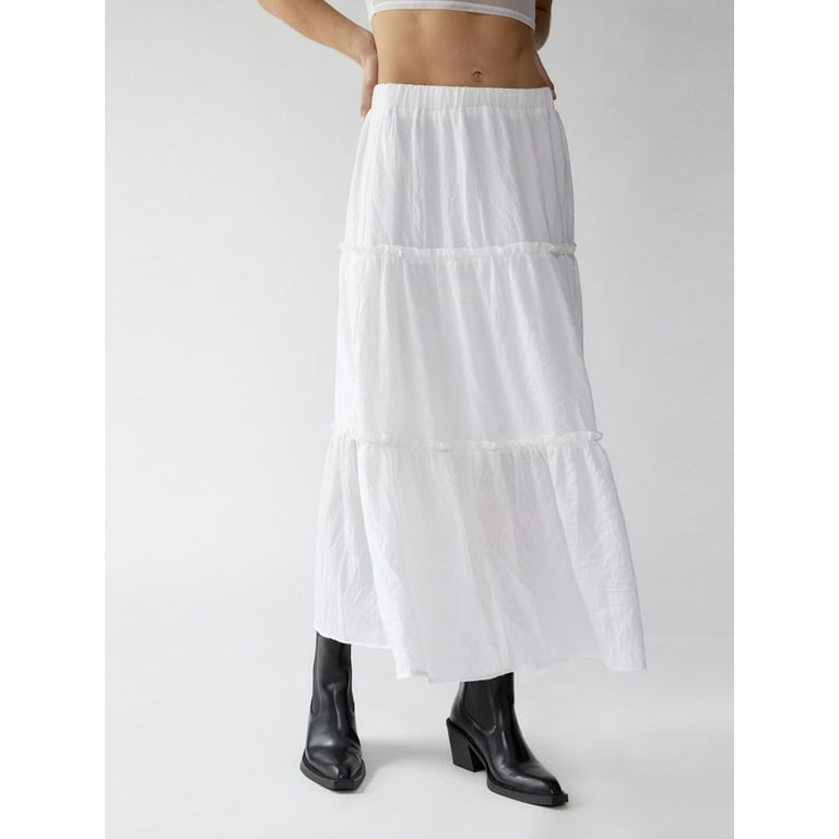 Drawstring waist frill trim skirt hot sale