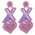 thumbnail image 1 of 1 Pair of Beaded Heart Earrings Love Heart Dangle Earrings Drop Valentine's Day Earrings Jewelry, 1 of 3