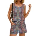 thumbnail image 4 of BOMYJESK 2 Piece Sets for Women Casual Sleeveless Tank Floral Print Matching Trendy Lounge Short Sets Lightweight High Waisted Sweatsuit with Pockets Summer Red XXL, 4 of 8