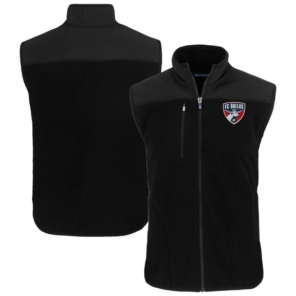 Men's Cutter & Buck Black FC Dallas Big & Tall Cascade Eco Sherpa Fleece Full-Zip Vest