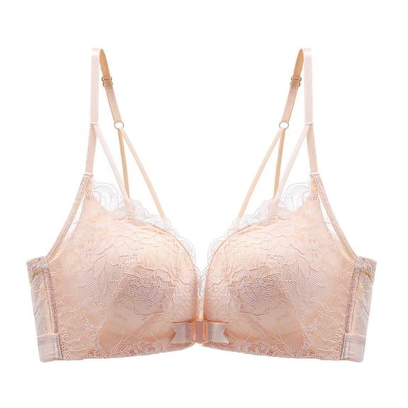 YUNCITY Front Closure Bras For Women Front Close Bra T Back Plus Size Seamless Unlined Bra Wireless Bras Women Beige