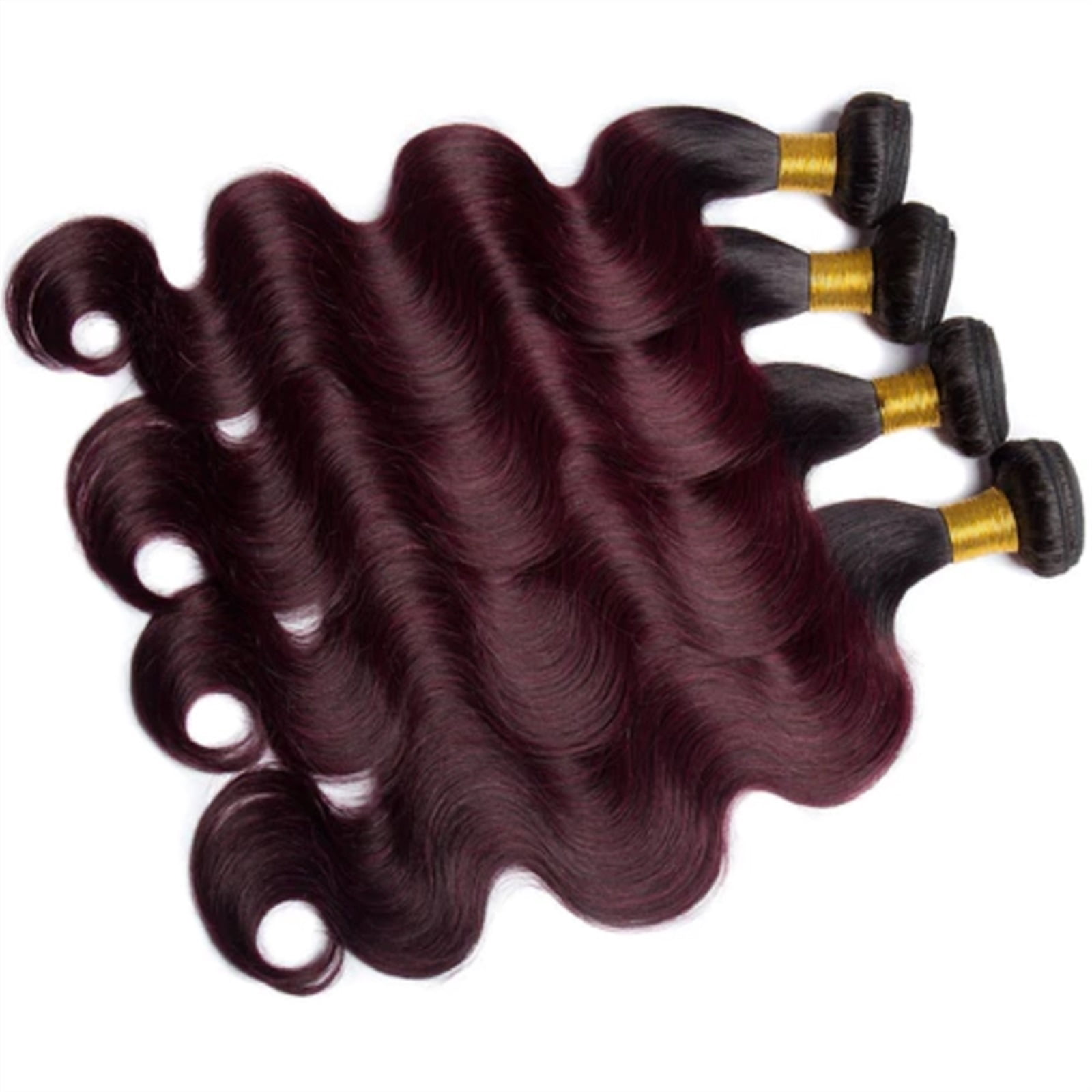 Burgundy Bundles with Closure Body Wave Ombre Bundles With Closure 1B/99J Two Tone Human Hair Weave Colored Bundles