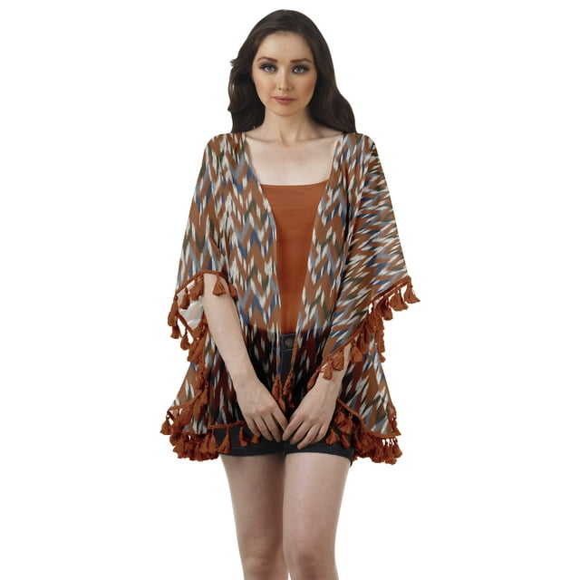 Moomaya Boléro Imprimé Ouvert Vêtements de Plage pour Kimono Cardigans pour Femmes