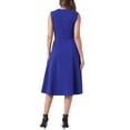 thumbnail image 3 of INSPIRE CHIC Notch V Neck Dresses for Women Elegant Work Office A-Line Dress with Pockets M Royal Blue, 3 of 6