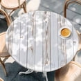 thumbnail image 2 of White Wood Grain Round Tablecloth, Fitted Table Cover with Elastic for 55"-60" Round Tables, Country Farmhouse Wooden Plank Table Cloth Outdoor Indoor Dinning Party Waterproof Tablecloths, 2 of 7