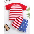 thumbnail image 3 of Chollius Toddler Baby Boy Girl Independence Day Outfits Stripe Star Print T-Shirt Tops  Elastic Waist Shorts Summer Sets, 3 of 9