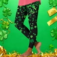 thumbnail image 5 of QATAINLAV St Patricks Day Leggings for Women High Waisted Casual Shamrock Yoga Pants Irish Green Graphic Soft Stretchy Tights Black XL, 5 of 7