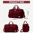 thumbnail image 4 of DAKIMOE Travel Duffle Bag for Women Men, Weekender Overnight Bags Carry on Gym Bag with Wet Pocket/Adjustable Strap/Shoe Compartment, Foldable Waterproof Duffel Tote for Plane Sports Dance, Wine Red, 4 of 10