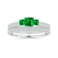 thumbnail image 4 of ANGARA Natural Aeon Square Emerald Three Stone Engagement Ring with Milgrain in 14K White Gold for Women (Size-4mm) | May Birthstone, Anniversary, Jewelry Gift for Women | Natural Emerald Ring, 4 of 9