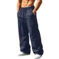 thumbnail image 2 of Men's Flare Casual Pants Loose Drawstring Elastic Waist Long Trousers, 2 of 9