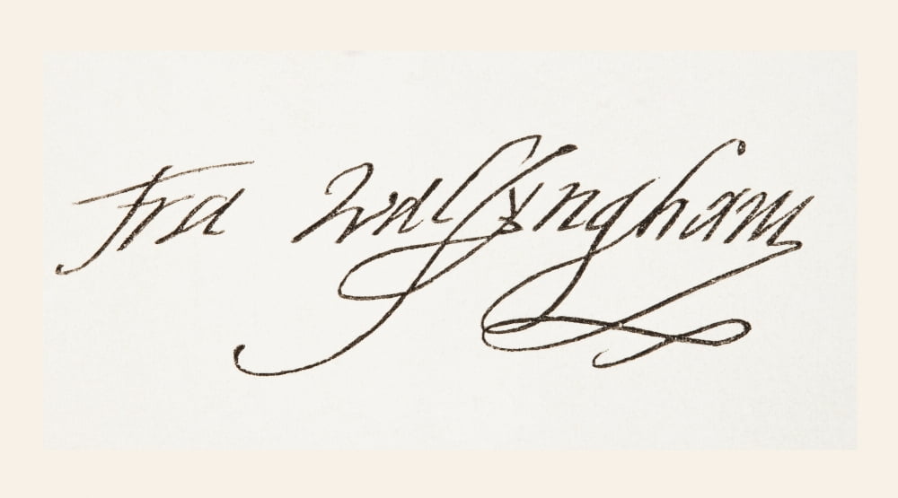 Sir Francis Walsingham 1532 To 1590 English Statesman And Intelligence Chief For Queen Elizabeth I His Signature From The National And Domestic History Of England By William Aubrey Published London Ci