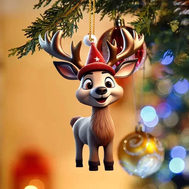 pstuiky Colgante navideño pequeño de Wapiti para coche, colgante para mochila, decoración navideña acrílica para el hogar