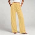 thumbnail image 6 of Linen Pants Women Casual Loose Drawstring Solid Color Wide Leg Cotton Linen Long Pants For A Relaxed Boho Everyday Look Women's Pants, 6 of 9