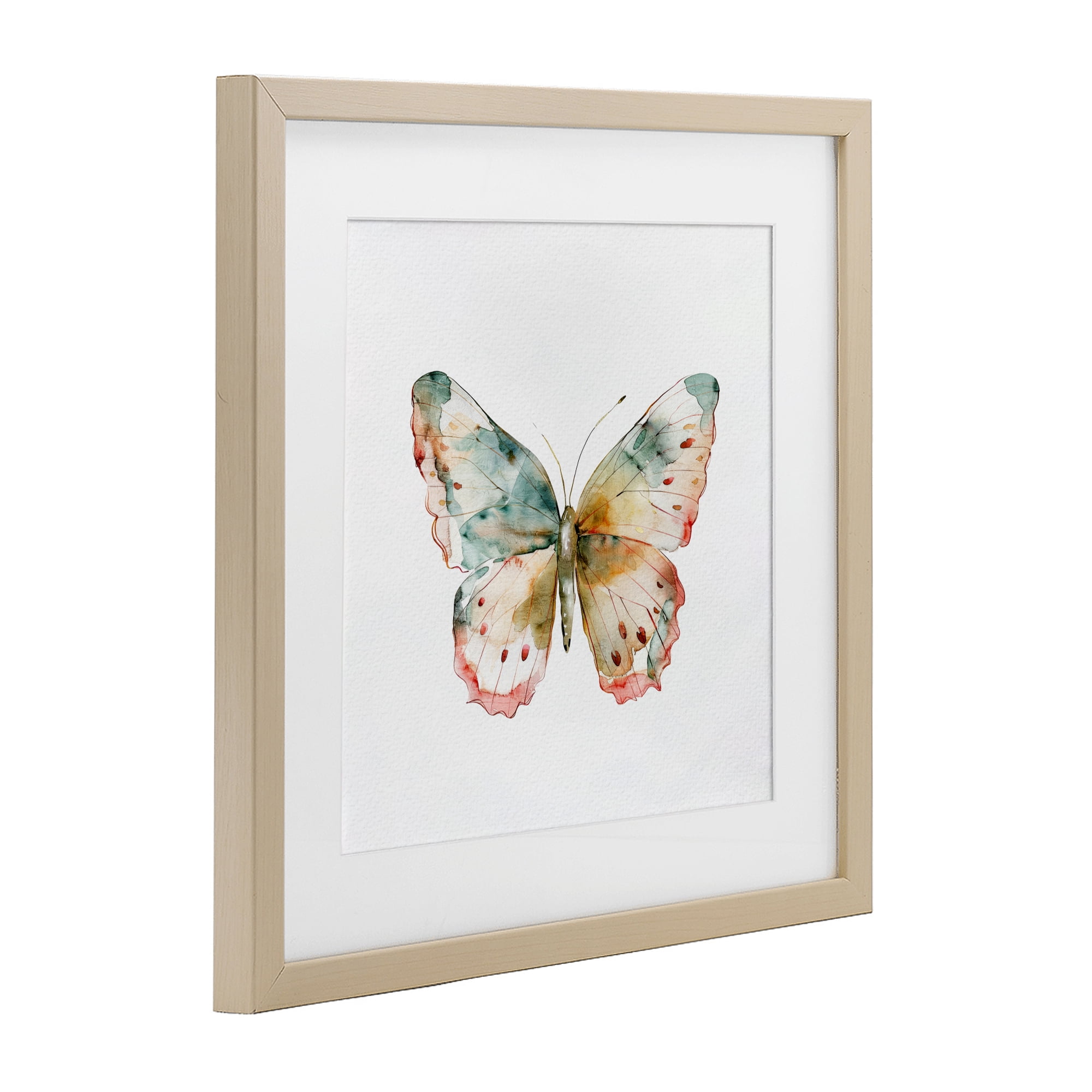 Stupell Industries Muted Watercolor Butterfly Birch Framed Print Under Glass, design by Kim Allen