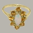 thumbnail image 5 of LBG British Made 10k Yellow Gold Natural Opal & Citrine Womens Promise Ring - 33 size options - Size 4.5, 5 of 6