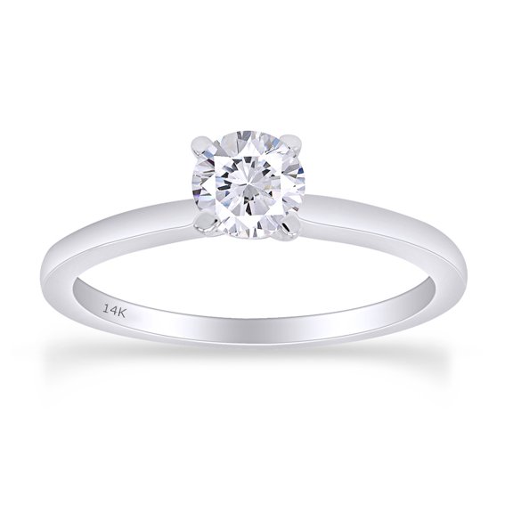 1/4 CT Round Cut Natural White Diamond Solitaire Engagement Ring For Women In 14K Solid White Gold (Color: G-H, Clarity: I2-I3, 0.25 Cttw) -6.5