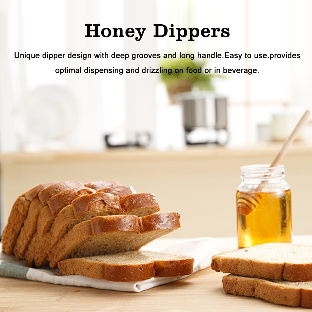 50PCS Spargimiele in legno bastoncini Stirring stick server for Honey Jar dispense Drizzle Honey 10.5cm/4.1inch 