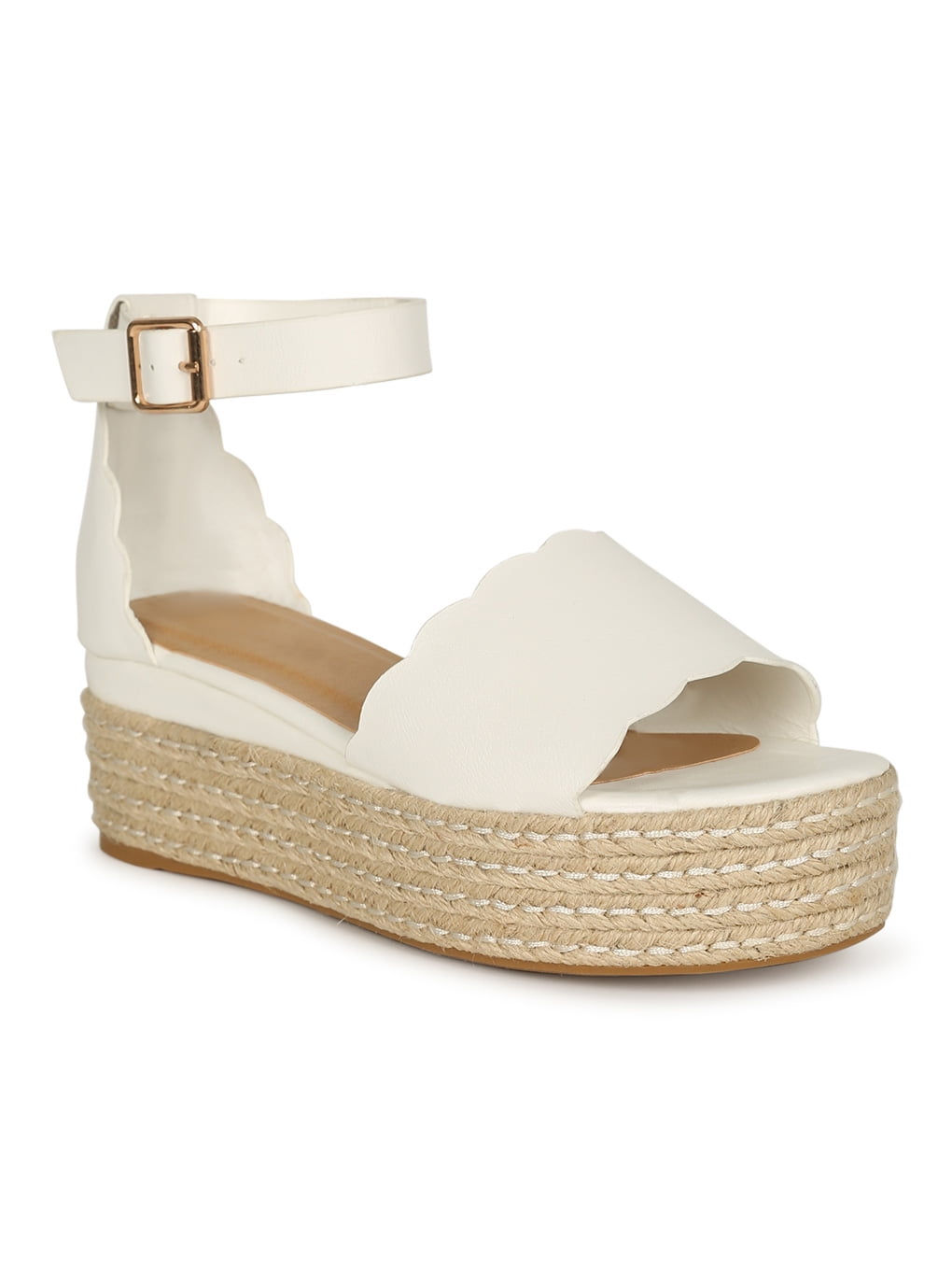 bamboo scallop espadrille platform sandals