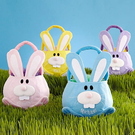Personalized Cottontail Bunny Easter Basket, Available in 4 Colors