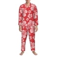 thumbnail image 3 of Balery Red Hibiscus Flower Pijama para Hombre de Dos Piezas con Manga Larga, Conjunto de Dormir y Descanso Suave con Bolsillos-Large, 3 of 7