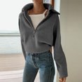thumbnail image 4 of Abrigo Suéter de media cremallera para mujer, suéter suelto informal, suéter holgado y acogedor, prendas de vestir Cgtredaw Gris T M para Mujer, 4 of 6