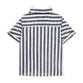 thumbnail image 3 of FRSASU Button Down Shirt Girls Cotton Short Sleeve Blouses Collared Casual Summer Beach Striped Short Sleeve Tops Black-A, 3 of 7