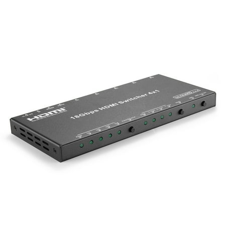Hdmi Input Selector - 4 Port HDMI Switch 4K 60Hz with Audio Out - Ultra HD UHD 4Kx2K @ 60Hz 30Hz, HDR, HDCP 2.2, ARC, EDID, Audio Extractor Splitter to 3.5mm Stereo AUX Jack HDMI Selector Box Hub with Remote Control