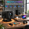 Projector Keystone Mini Projector, Black1, 1080p FHD, Portable with WiFi6, 180° Auto ...