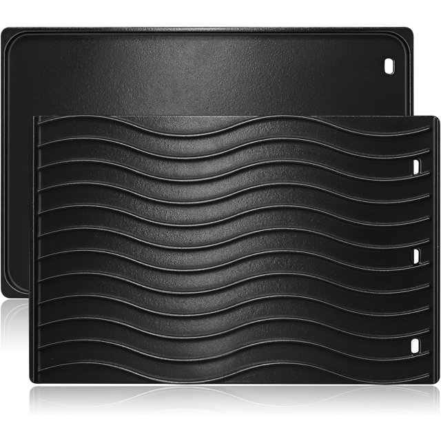 Cast Iron Reversible Griddle for Gas Stove Charcoal/Gas Grill and Open Fire Oven Double Burner Grill Pan Stove Top Pan with Handles Non-Stick ; Pre-Seasoned Pancake Griddle ;