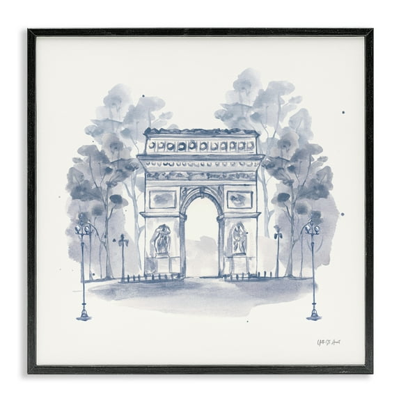 Stupell Industries Arc de Triomphe Sketch Buildings & Architecture Painting Black Framed Art Print Wall Art, 12 x 12