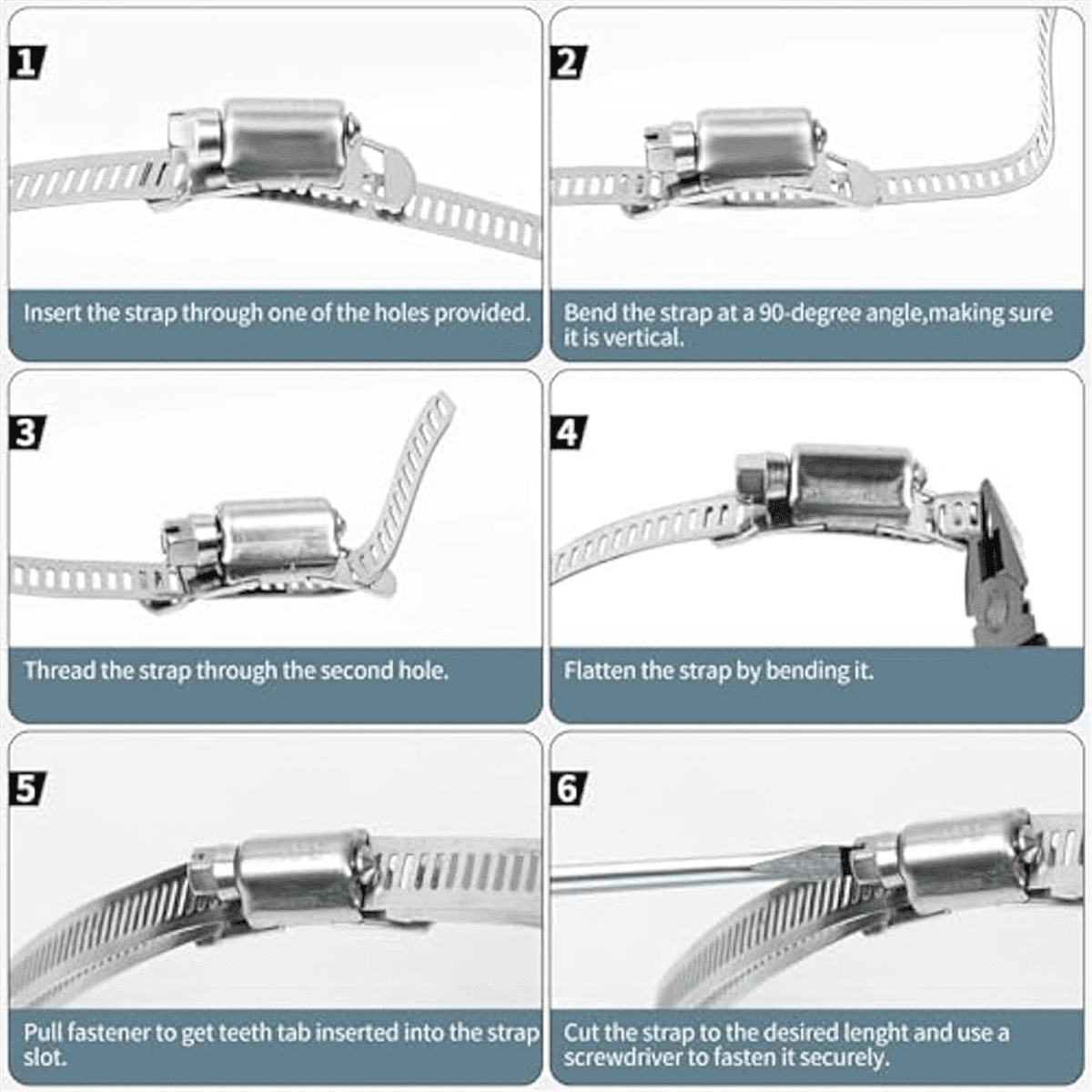 304 Stainless Steel Hose Clamps-for DIY, Cut-To-Fit 19.5 FT Strap+15 Fasteners Kit Adjusta2Xk15151
