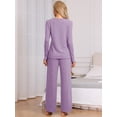 thumbnail image 4 of DARING DIVA Women's Pajamas Knit Button Down Tops and Pants with Pockets XS Dark Purple, 4 of 7