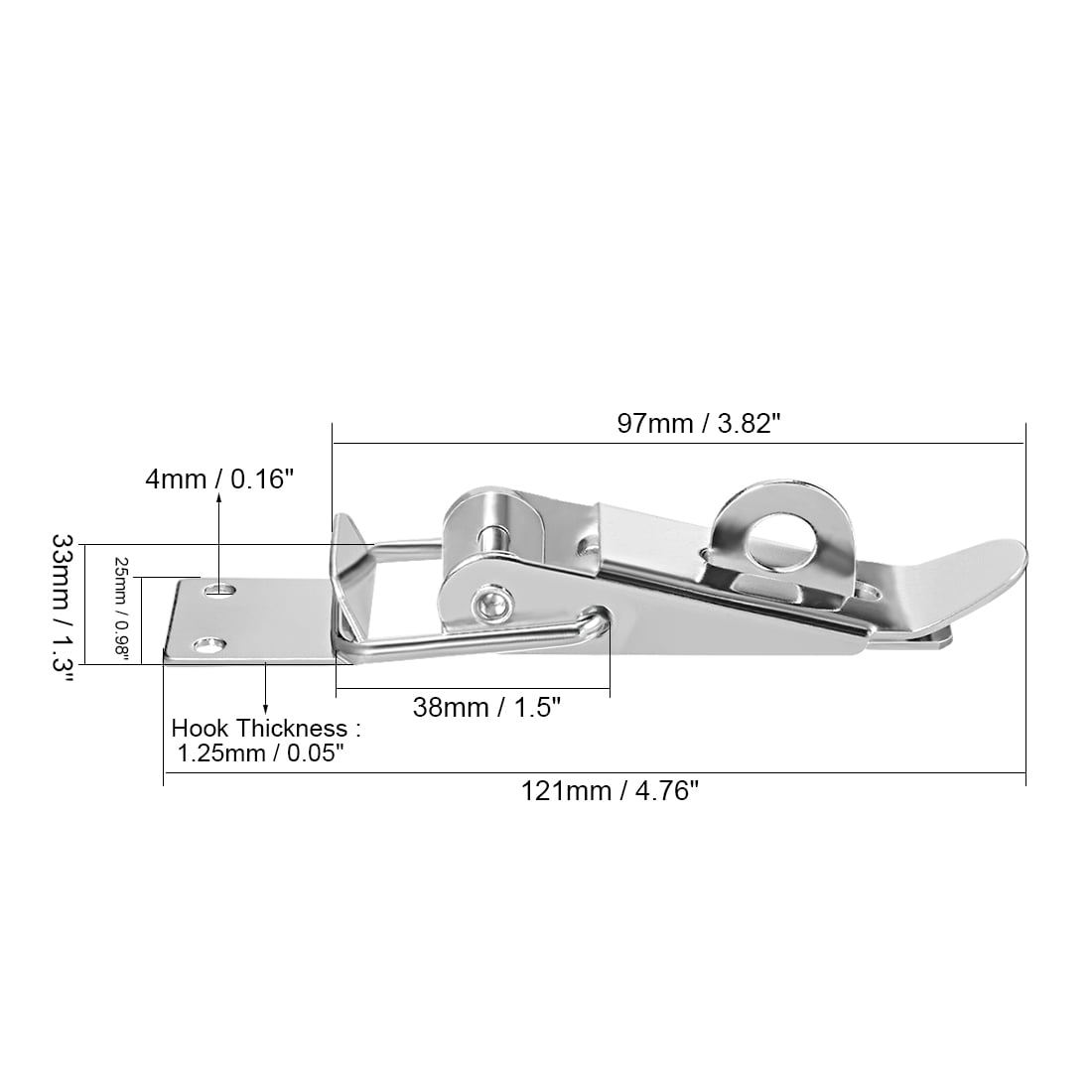 spring-loaded lever closures pack of 4 121 mm long iron bolt clamps for box case boot captures
