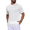 thumbnail image 5 of INSPIRE CHIC Men's Waffle Texture Short Sleeve Crew Neck Solid Casual Knitted T-Shirts M White, 5 of 6
