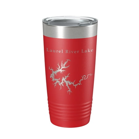 

Laurel River Lake Map Tumbler Travel Mug Insulated Laser Engraved Coffee Cup Kentucky 20 oz Red