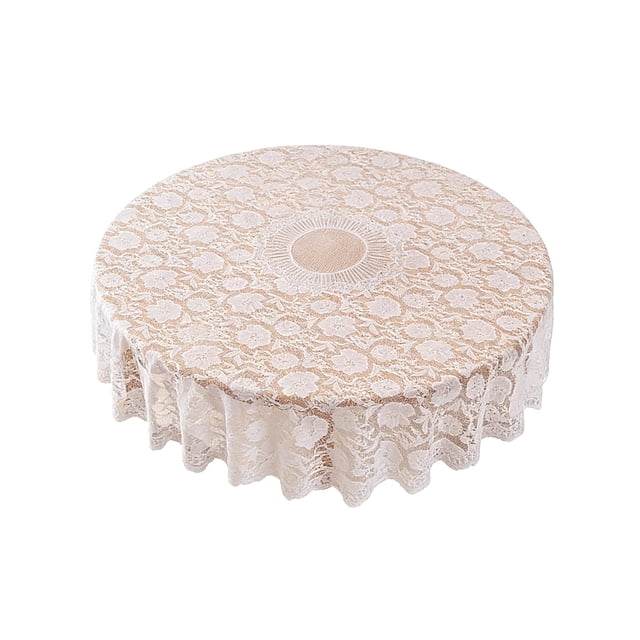 Nappe Ronde en Dentelle Blanche 72 Po Brodée de Fleurs pour Mariage, Fête d'Été en Plein Air, Réception, Dîner, Décorations, Décoration Intérieure