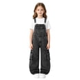 thumbnail image 3 of WAVSUF Kids Girls Denim Overalls Wide Leg with Pocket Adjustable Straps Summer Trendy Loose Jean Jumpsuits Black Size 8, 3 of 9