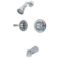 thumbnail image 2 of Kingston Brass Magellan Two-Handle Pressure Balanced Tub and Shower Faucet Brushed Nickel Brushed, 2 of 5