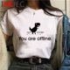 thumbnail image 3 of Linda camiseta de dinosaurio, camiseta con estampado femenino, tumblr 2021, camisetas vintage para parejas, camiseta blanca, ropa para parejas, 3 of 5