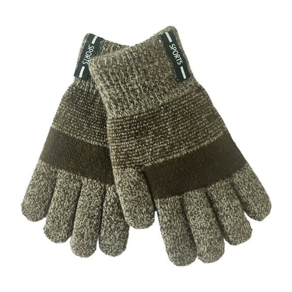 Kripyery 1 Pair 6-12 Years Kids Gloves Striped Knitted Autumn Winter Contrast Color Ribbed Cuff Gloves for Outdoor
