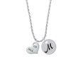 thumbnail image 2 of Delight Jewelry Silvertone Naughty or Nice Heart with Crystals Silvertone Script Initial Disc - M - Charm Necklace, 20"+3", 2 of 4
