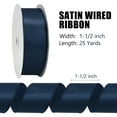 thumbnail image 3 of Navy Blue Wired Satin Ribbon, 1-1/2 Inch x 25 Yards – Ideal for Christmas Tree Decor, Gift Wrapping, Flower Bouquets, Weddings, Parties, Hair Accessories & Wreaths​, 3 of 7