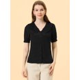 thumbnail image 3 of Allegra K Camisa Casual Con Botones En El Frente Y Cuello Plisado Para Mujer Negro XS Unique Bargains Camisa, 3 of 5