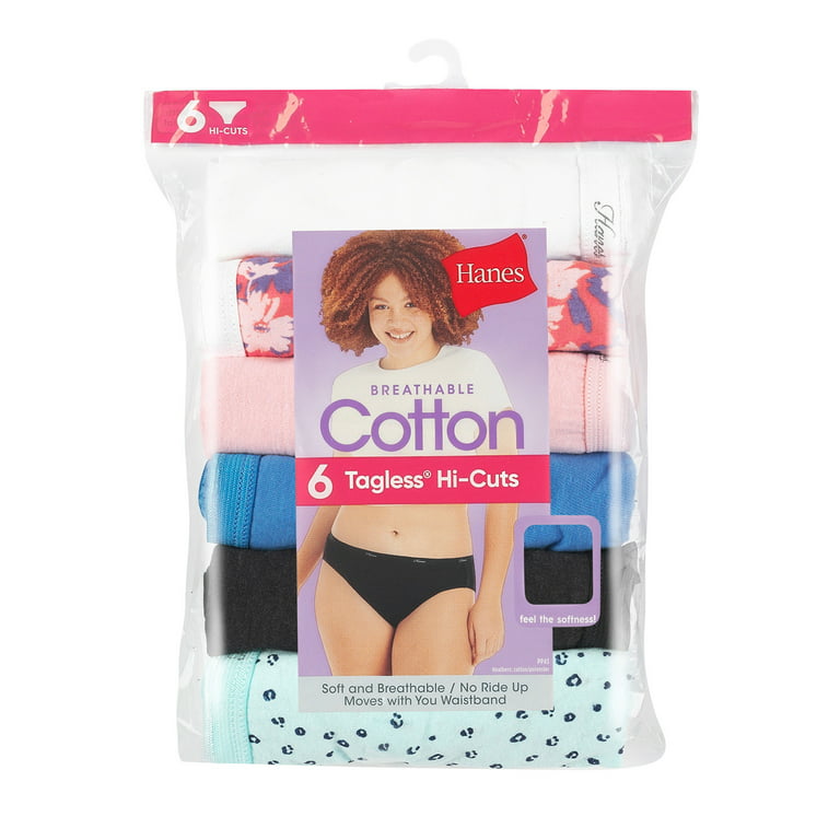 Hanes® Cool Comfort? Women's Cotton Hi-Cut Panties Size 6, 6 Pack