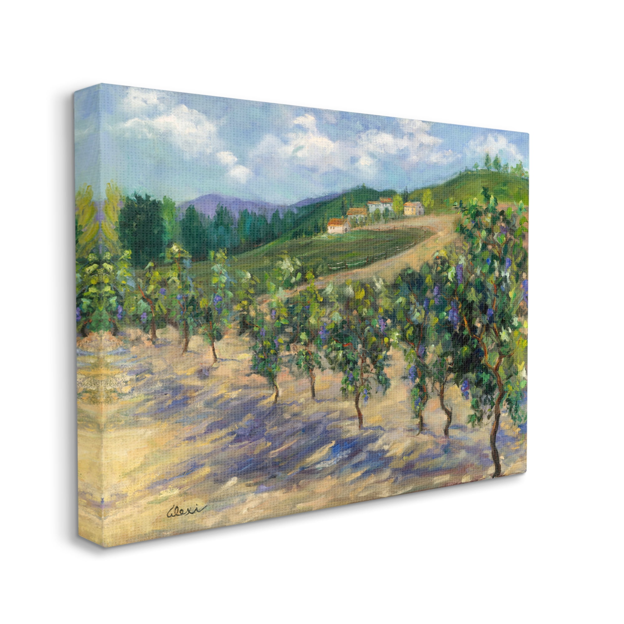 Stupell Industries Rural Vineyard Painting Landscape Painting Gallery Wrapped Canvas Art Print Wall Art, 40 x 30