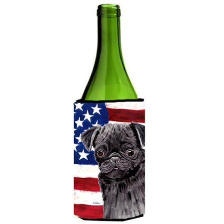 

Usa American Flag With Pug Wine bottle sleeve Hugger - 24 oz.