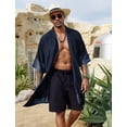 thumbnail image 2 of COOFANDY Men's Long Cardigan Cotton Kimono Robe Lightweight Casual Beach Drape Cape, 2 of 6